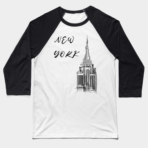 New York - Empire State Building Baseball T-Shirt by PreeTee 